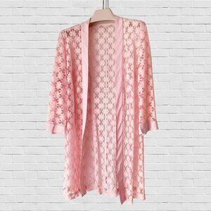 Vintage Pink Lace Duster / Beach Cover Up